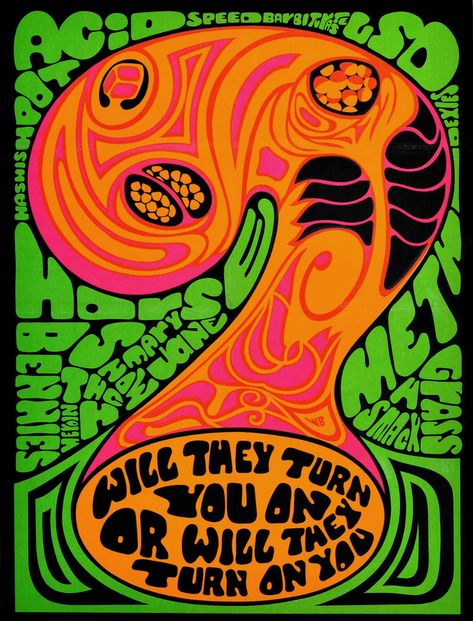 Psychedelic 1969 Propaganda Poster Against Anti Drugs Acid LSD Vintage Wall Art | eBay