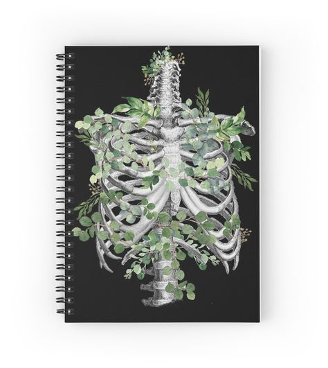 Gothic Anatomy Art, Creepy Cottagecore, Bones And Flowers, Rib Cage Anatomy, Brain Funny, Anatomy Skeleton, Artist Research Page, Anatomy Tattoo, Heart Watercolor