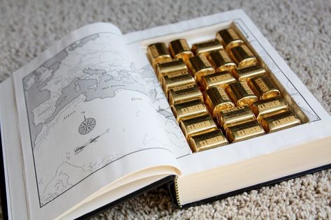 Hide chocolate (or candy) in a book for a fun surprise. I could do this for the pictures!!! -b est christmas present.