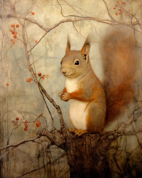 Squirrel Painting, Squirrel Art, Scrapbooking Inspiration, Little Critter, Illustrations And Posters, Wildlife Art, Pics Art, Large Painting, Chipmunks