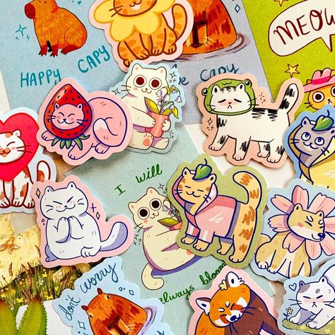 Artist Stickers, Sticker Design Inspiration, Craft Booth Displays, Artist Alley, Sketchbook Journaling, Kawaii Stickers, Art Business, Kawaii Art, Art Market