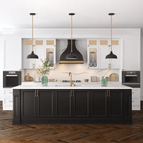 Kitchen countertop 2021-2022: latest trends and ideas to keep you up-to-date - Hackrea Black And White Cabinets, Kitchen 2023, Kitchen 2021, Transitional Decor Kitchen, New House - Kitchen, New House Kitchen, Future Kitchen, Dream Kitchens, Modern Farmhouse Kitchens