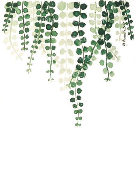 Hanging, trailing green vines in various shades of green.  This high-resolution PRINTABLE art is available to download automatically after your payment is processed at http://www.etsy.com/your/purchases. You'll have instant decor on your walls in minutes! You will receive a high-resolution JPG file in an 5x7 inch size INSTANT DOWNLOAD - NO PHYSICAL PRODUCT WILL BE SHIPPED! TERMS OF USE : - You may print as many copies as needed after your purchase - for personal use or to give as a gift. - The f Green Themed Painting Ideas, Green Vines Drawing, Hanging Vines Painting, Vines Design Drawing, Printable Wall Art Green, Easy Vine Painting, Painted Vines On Wall, Green Plants Drawing, Green Vines Aesthetic