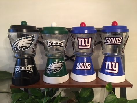 Pot Gnomes, Nfl Crafts, Terra Pot, Pots Crafts, Diy Terra Cotta Pots, Candy Arrangements, Terra Cotta Pot Crafts Diy, Football Ideas, Gumball Machines