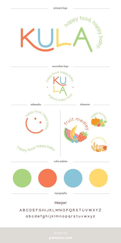 Organic Food Logo Design Inspiration, Playful Layout Design, Food Product Logo Design, Healthy Food Branding Design, Healthy Food Logo Design Inspiration, Healthy Graphic Design, Baby Brand Logo Design, Playful Branding Design, Food Logo Design Ideas Creative