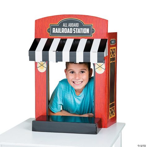 Train Ticket Booth Diy, Busy Train Station, Vbs Space, Movie Theater Party, Train Party Decorations, Theatre Decorations, Booth Diy, Ticket Booth, Train Theme