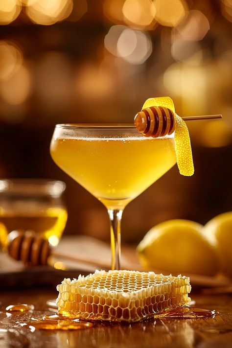 Bee's Knees Bourbon Bees Knees Cocktail, The Bees Knees Cocktail, Bees Knees Cocktail Recipe, Bees Knees Cocktail, Honey Cocktail, Light Appetizers, Classic Cocktail Recipes, Honey Syrup, Bee's Knees