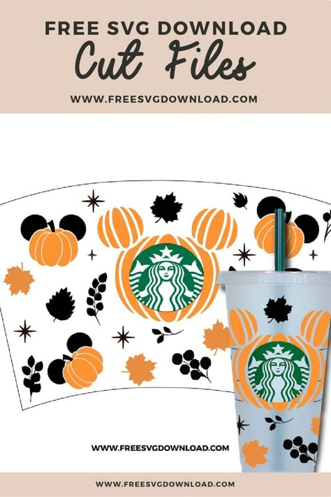 Free Svg Files For Cricut Starbucks Cups, Starbucks Cup Svg File Free, Mickey Pumpkin Svg, Fall Cricut Designs, Starbucks Cricut Ideas, Cricut Mickey Mouse, Svg Starbucks Cup, Starbucks Svg Free, Cricut Png Files Free