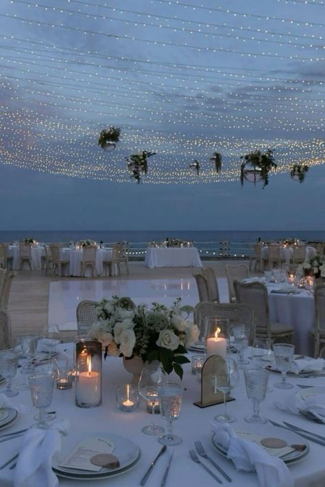 Beach Venue Wedding Receptions, Outdoor Beach Wedding Reception, Outdoor Beach Wedding, Romantic Centerpieces, Dream Marriage, Dream Wedding Reception, Dream Beach Wedding, Beach Wedding Reception, Dream Wedding Decorations