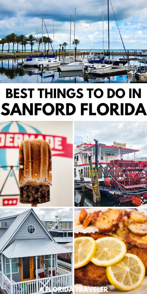 Sanford is a charming small town in Florida. Here are some of the best things to do in Sanford Florida. This town in central Florida is one of the best places to visit. Things To Do When Traveling, Best Beach In Florida, Sanford Florida, Miami City, Orlando Travel, Florida Restaurants, Florida City, Captiva Island, Destination Ideas