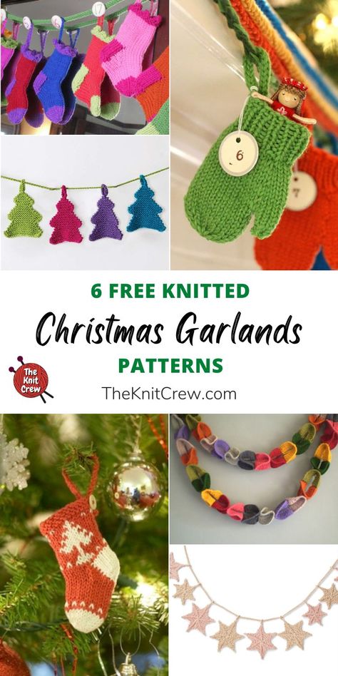 Advent Garland, Knitted Bunting, Knitted Dog Sweater Pattern, Knitted Christmas Decorations, Mini Christmas Stockings, Fabric Christmas Ornaments Diy, Folded Fabric Ornaments, Christmas Bunting, Christmas Stocking Pattern