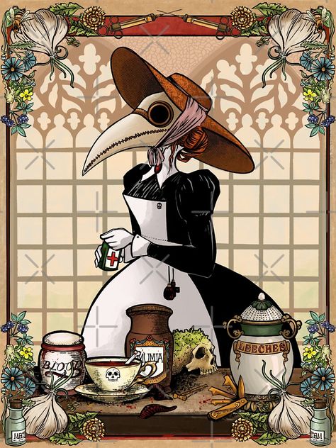 "Plague nurse" Sticker for Sale by HollyPierson | Redbubble Black Plague Mask, Plague Nurse, Nurse Cartoon, Dnd Druid, Nurse Tattoo, Nurse Art, Nurse Stickers, Tasteful Tattoos, Digital Art Beginner