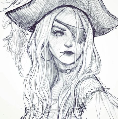 Maxine Vee on Instagram: “Pirate sketch! 🏴‍☠️ Ended up sketching late last night, anyone else lose sleep because of art? 😴 . . #artistsofinstagram #イラストレーター…” Pirate Sketch, Line Drawing Art, Pirate Art, Sketches Of People, Pirate Woman, Sketch Ideas, Pencil Art Drawings, Anatomy Art, Sketchbook Art Inspiration