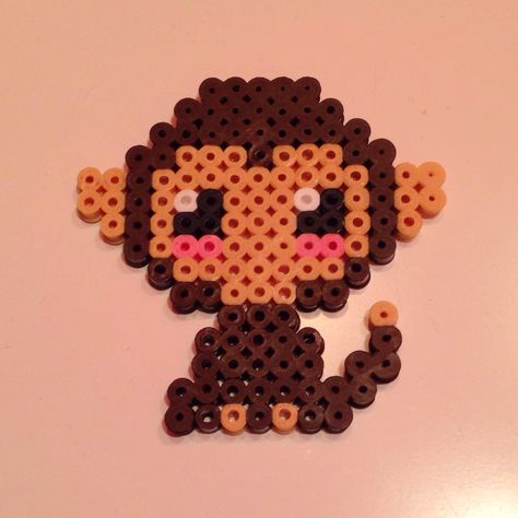 Hama Perler Monkey  Hama/Perler Beads Pinterest Perler Bead Designs, Hamma Beads Ideas, Easy Perler Bead Patterns, Pearl Beads Pattern, Art Perle, Fuse Bead Patterns, Fusion Beads, Hama Beads Design, Perler Bead Templates