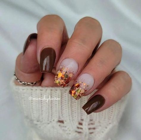 $7.99 Boujee Fall Nails, End Of October Nails, Coffin Shape Fall Nails, Sparkle Fall Nails, Fall Oval Acrylic Nails, Fall Short Acrylic Nails, Fall Color Nails Acrylic, Thanksgiving Nails Gel, Fall Ombré Nails