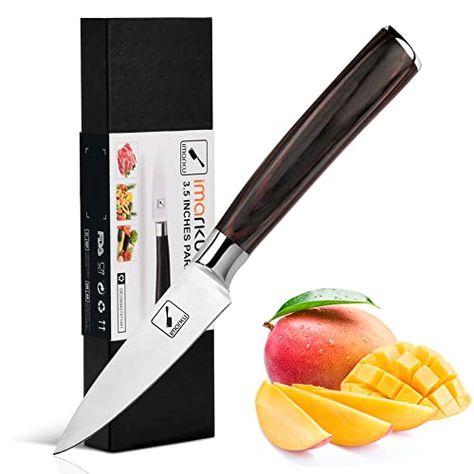 imarku Paring Knife - Paring Knives, 3.5 Inch Small Kitchen Knife - Japanese SUS440A Stainless Steel Fruit Knife, Ergonomic Pakkawood Handle, Ultra Sharp Knife Kitchen Japanese, Broccoli Soup Recipes, Kitchen Games, Sharp Knife, Fruit Peel, Broccoli Cheese Soup, Boning Knife, Crock Pot Soup, Mixing Bowls Set