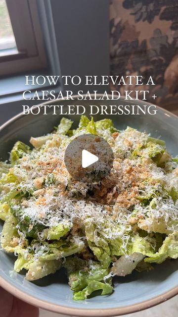 Cortney LaCorte on Instagram: "HOW TO ELEVATE A CAESAR SALAD KIT + BOTTLED DRESSING 🥗   This is one of my favorite ways to make store bought ingredients taste elevated and homemade. Keep this tip in your back pocket the next time you’re hosting or simply want a delicious salad with minimal effort. The crouton crumb is truly a pro move, and gives this insanely amazing texture to the salad. Thank me later. 🤌🏼  CAESAR DRESSING  ROMAINE LETTUCE or CAESAR KIT  LEMON JUICE FRESHLY GRATED PARMESAN  FLAKY SALT + PEPPER CROUTON CRUMB  Mix it all super well and top with more parm, salt and pepper, and crouton crumb.   #easyrecipe #recipe #recipeshare #recipeoftheday #easymeals #easysalad #caesar #caesarsalad #caesardressing #dinner #easydinner #easymeals #easylunch #lunch #lunchtime #dinnertime # Cesar Salad Appetizer, How To Make Caesar Salad, Ceaser Salad Ideas, Cesar Salad Recipe, Cheese Gal, Best Caesar Salad, Salad Kit, Bottle Dressing, Salad Kits