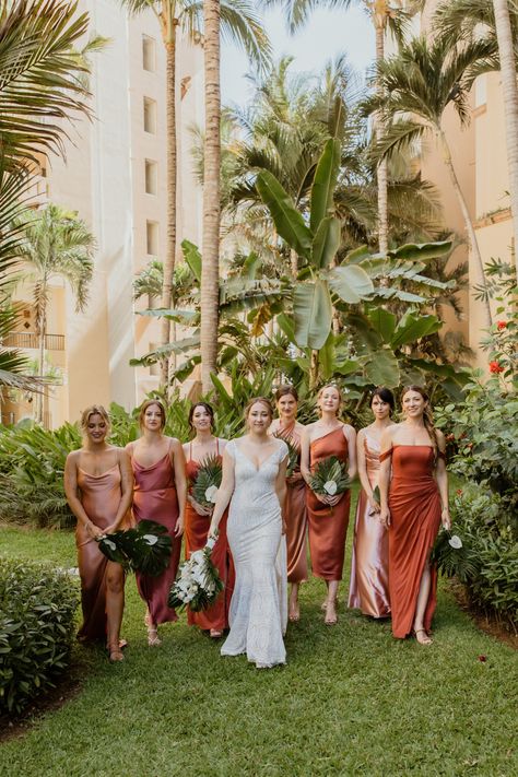 Candid Bridal Party Beach Photos in Mexico | Puerto Vallarta Elopement Photographer. This bridal party color palette was perfect for this coastal beach wedding in Puerto Vallarta! Find candid bridal party photo ideas in Mexico, beach wedding photo ideas for bridal party, candid bridal party pose inspiration, and bridal party group photos in Mexico. Book Dacia at eagerheartsphotography.com for your destination wedding or elopement in Puerto Vallarta. Destination Wedding Bridal Party Gifts, Tropical Wedding Color Palette, Beach Wedding Photo Ideas, Bridal Party Beach, Mexico Puerto Vallarta, Pink Bridal Party, Destination Wedding Colors, Bridal Parties Colors, Puerto Vallarta Wedding