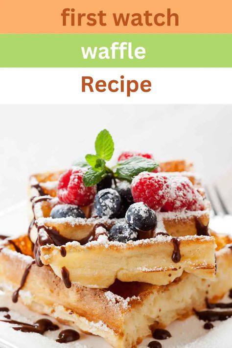 first watch waffle recipe pin Chalupa Recipe, Belgian Waffles Recipe, Easy Waffle Recipe, Healthy Waffles, Waffles Easy, Kitchen Guide, First Watch, Waffle Recipe, Copycat Restaurant Recipes