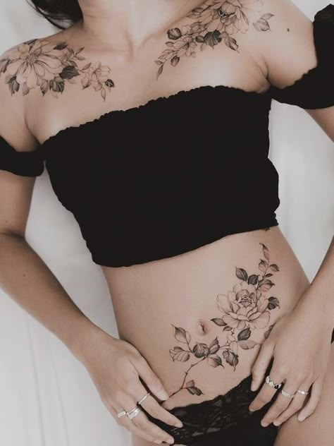 Tattoos After Pregnancy, Belly Tattoo Ideas, Belly Tattoos For Women, Lower Stomach Tattoos For Women, Girl Stomach Tattoos, Tattoos Trendy, Belly Button Tattoos, Lower Belly Tattoos, Small Belly