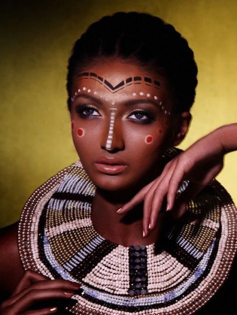 Tribal Makeup Designs, Tips and Tutorials African Face Paint, African Makeup, Make Carnaval, Mount Olympus, We Are The World, American Woman, Brown Girl, Makeup Designs, African Beauty