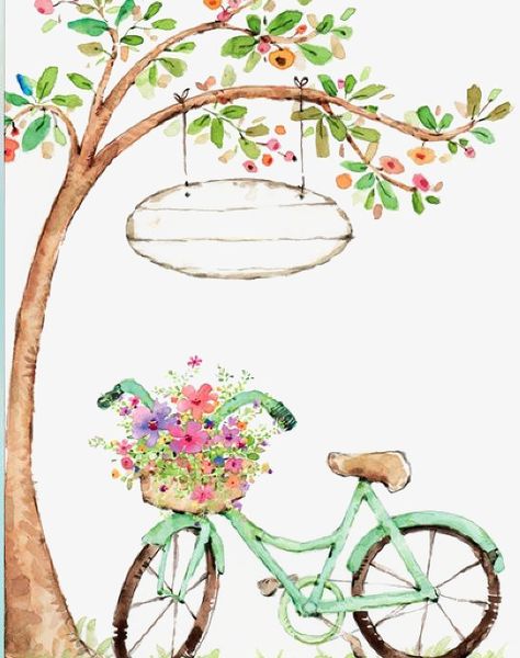 Bicycle Painting, Advocate Art, Bicycle Art, Cat Air, 수채화 그림, Happy Birthday Greetings, Birthday Images, الرسومات اللطيفة, A Sign