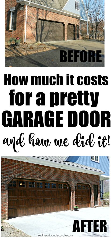 How to Replace Garage Doors the easy way Garage Door Replacement Ideas, Pretty Garage Doors, Wood Front Porch, New Garage Doors, Garage Door Replacement, Garage Door Types, Front Porch Makeover, Garage Door Springs, Garage Exterior