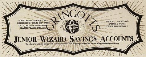 Junior Wizard Savings Account - Harry Potter Wiki Harry Potter Templates, Harry Potter Prequel, Gringotts Bank, Hogwarts Trunk, Harry Potter Theme Birthday, Harry Potter Wiki, Cumpleaños Harry Potter, Daily Prophet, Harry Potter Bday