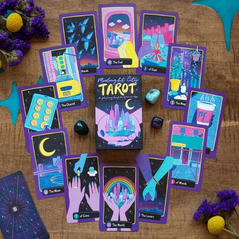 Our biggest and most complete set! For those who dream big. Midnight City Tarot Deck Guidebook Tarot Cloth Tarot Pouch Your Choice of Journal 2 Postcards Tarot Pouch, Midnight City, Tarot Cloth, Dream Symbols, City That Never Sleeps, Dream City, The Midnight, Major Arcana, Oracle Decks