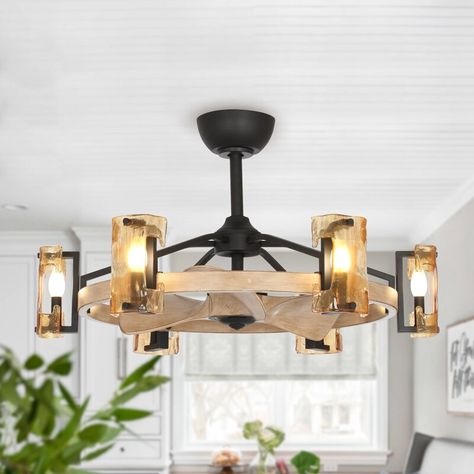 Laurel Foundry Modern Farmhouse 34'' North Point 3 - Blade Chandelier Ceiling Fan with Remote Control and Light Kit Included & Reviews | Wayfair Circle Chandelier, Chandelier Ceiling Fan, Bladeless Ceiling Fan, Fan Chandelier, Caged Ceiling Fan, Light Fan, 3 Blade Ceiling Fan, Chandelier Fan, Remote Control Light