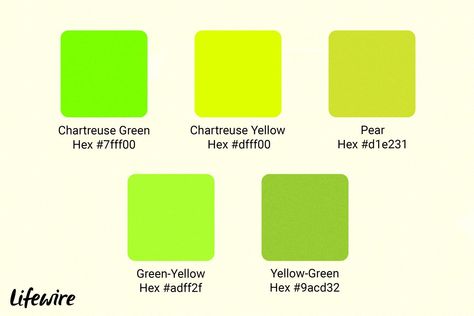 Nail Salon Interior Design, Pantone Color Chart, Nail Salon Interior, Chartreuse Color, Coloring Images, Hex Color Palette, Yellow Colour Scheme, Green Palette, Matching Paint Colors