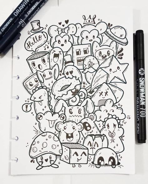 ☾~.~☕️follow me☕️~.~☾ Coloring Pages Aesthetic, Chalkboard Doodles, Cute Monsters Drawings, Doodle Monster, Doddle Art, Doodle Characters, Graffiti Doodles, Posca Art, Doodle Inspiration