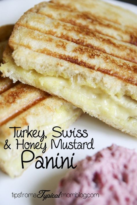 Honeysuckle White Turkey Swiss Honey Mustard Panini with Cranberry Butter. #SimpleTurkeyDinners #ad #IC Better Than Salt Dough, Turkey Panini Recipes, Honey Mustard Turkey, Honey Turkey, Cranberry Butter, Panini Recipes, Panini Press, Homemade Clay, Turkey Recipe