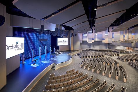 Church Design Architecture, Church Sanctuary, Church Building Design, Auditorium Design, Theater Architecture, Church Interior Design, Church Media Design, Church Stage Design, Church Stage