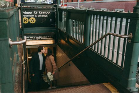 Nyc Subway Engagement Photos, Subway Engagement Photos, Subway Photoshoot, Film Photoshoot, Nyc Engagement Photos, New York Love, Cute Engagement Photos, Nyc Engagement, City Slickers