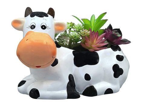 PRICES MAY VARY. ✅GROW A HERD OF HERBS and succulent plants with this whimsical cow-themed succulent planter. Featuring adorable cow planter pot measuring 9"x5.6"x4", it is the perfect way to grow fresh cooking herbs while complementing your country kitchen décor. ✅HAND-PAINTED with vibrantly colored glazes, these adorable succulent and herb pots are made of top-quality ceramic and boast thick walls for added resilience. Edges are rounded for safe handling, and they are top-rack dishwasher-safe Cow Print Party, Cow Planter, Succulent Garden Outdoor, Cow Stuff, Ceramic Succulent Pots, Cooking Herbs, Ceramic Succulent Planter, Backyard Flowers, Small Flower Pots