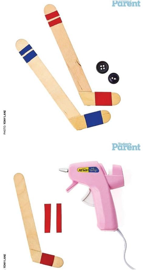 Hockey Stick Crafts, Sport Themed Crafts, Craft Stick Projects, Hockey Crafts, Popsicle Stick Crafts For Kids, Popsicle Crafts, Summer Camp Crafts, Crafts For Teens To Make, Crafts For Adults