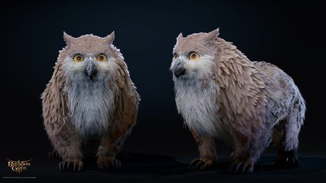 ArtStation - Baldur's Gate 3 - Owlbear Cub and Owlbear Wildshape Owlbear Cub, Owl Ears, Owl Bear, Dnd Races, Baldur's Gate 3, Baldurs Gate, Bear Cub, Baldur's Gate, Bear Cubs