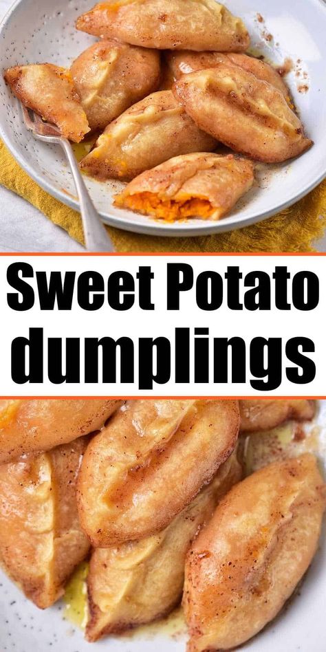 Homemade sweet potato dumplings are delicious!! With a sweet cinnamon and sugar glaze on the top and dough from scratch, a sweet side dish. Pressure Cooker Sweet Potatoes, Sweet Potato Dumplings, Breakfast Homemade, Potato Muffins, Sweet Dumplings, Homemade Dumplings, Sweet Potato Recipes Casserole, Potato Dumplings, Homemade Dough