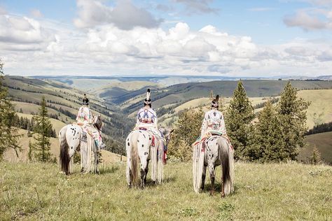 Anna Harris, Katie Harris, Mary Harris in Eastern Oregon. Non Treaty Nez Perce, Cayuse, Umatilla, & Karuk.  #nativeamerican #traditional #indigenous #nezperce Ulster Scots, Native Regalia, Indian Things, Native American Horses, Indian Beadwork, Eastern Oregon, Walla Walla, Appaloosa, Horse Breeds