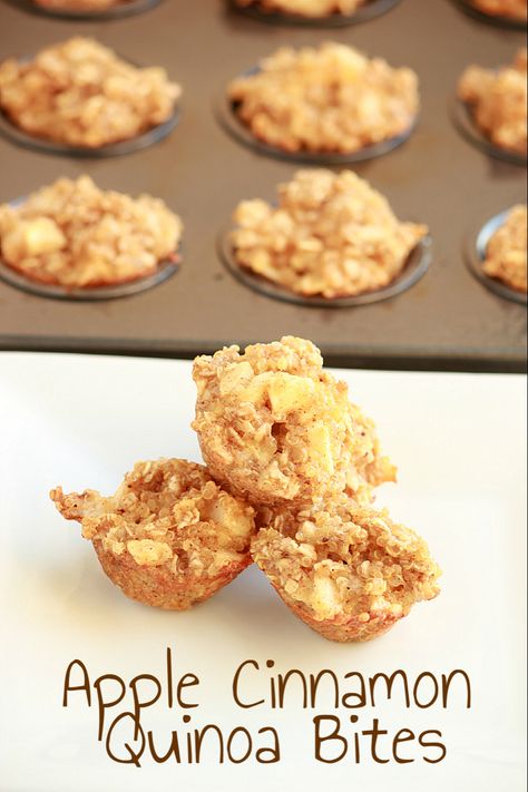 Apple Cinnamon Quinoa Bites for Breakfast! | And They Cooked Happily Ever After Quinoa Dessert Recipes, Apple Cinnamon Quinoa, Quinoa Desserts, Cinnamon Quinoa, Quinoa Bites, Quinoa Breakfast, Think Food, Muffin Tins, Quinoa Recipes