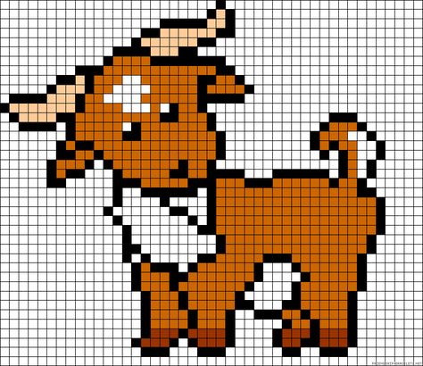 Goat Perler Bead Pattern, Goat Perler Bead, Goat Pixel Art, Goat Cross Stitch Pattern Free, Goat Knitting Chart, Horse Pixel Pattern, Goat Cross Stitch, Farm Cross Stitch Patterns Free, Goat Cross Stitch Pattern