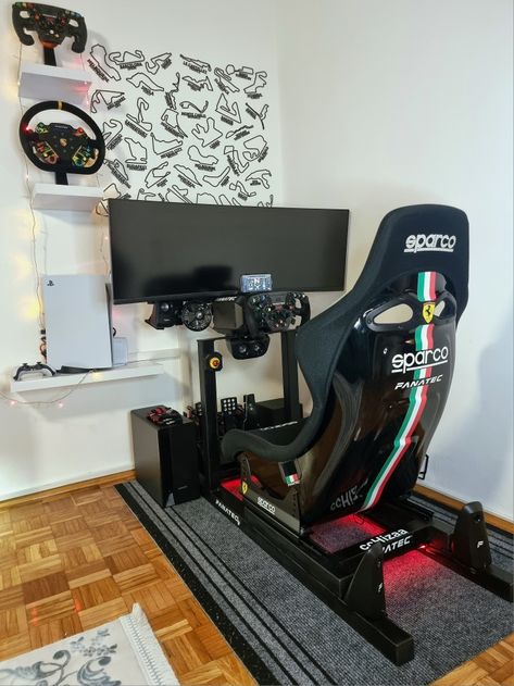 Sport Bike Rider, Gear Room, Racing Chair, Racing Simulator, Video Game Rooms, Flat Ideas, Office Set, Game Room Design, Garage Design