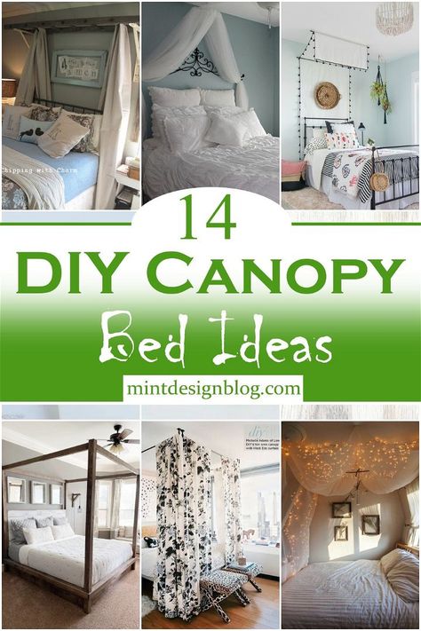 Diy Canopy Bed Ideas, Cheap Canopy Beds, Faux Canopy Bed, Curtain Over Bed, Curtains Around Bed, 4 Poster Bed Canopy, Diy Canopy Bed, Hanging Bed Canopy, Diy Tent Canopy