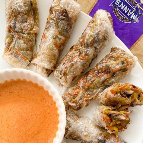 Spring Rolls Air Fried Spring Rolls, Homemade Yum Yum Sauce, Broccoli Cole Slaw, Rice Paper Spring Rolls, Yum Sauce, Fried Spring Rolls, Yum Yum Sauce, Rice Paper Rolls, Spring Roll Recipe