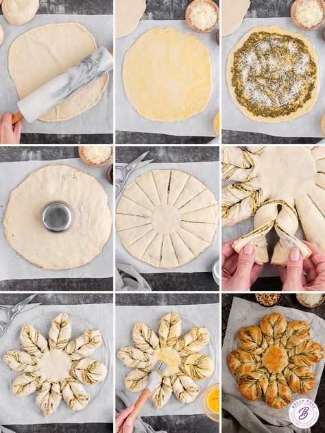 Winter Baking Recipes, Party Bread, Pesto Bread, Savory Bread Recipe, Bread Recipe Video, Star Bread, Parmesan Bread, Easter Brunch Food, Bread Art