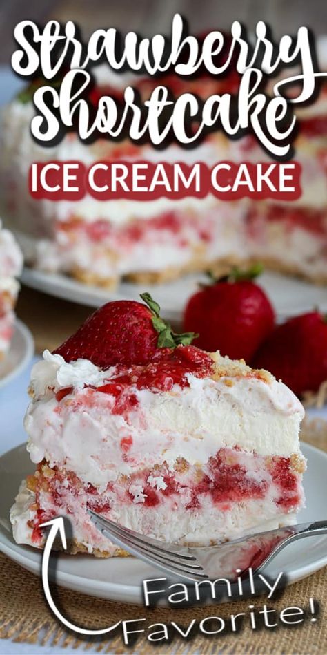 Strawberry Shortcake Ice Cream Cake, Ice Cream Dessert Recipe, Strawberry Ice Cream Cake, Strawberry Shortcake Ice Cream, Easy Ice Cream Cake, Ice Cream Sandwich Cake, Cookie Crumble, Ice Cream Cake Recipe, Easy Ice Cream