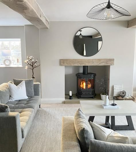 Log Burner Living Room, New House Living Room, Living Room Decor Neutral, Cosy Living, Living Room Decor Fireplace, Wallpaper Home Decor, Cottage Living Rooms, Cosy Living Room, Home Aesthetic