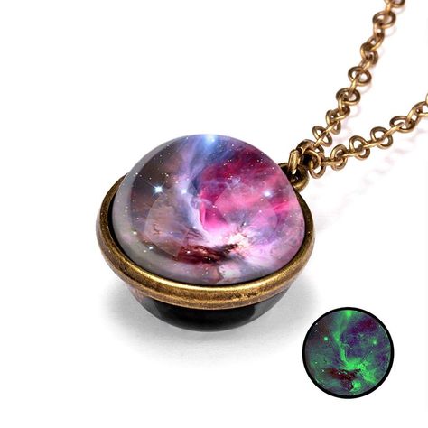 PRICES MAY VARY. Title: Luminous Pendant Double Sided Glass Planet Glow in The Dark Pendant Necklace. Product Type: Categories Glowing Crystal, Chains Aesthetic, Dark Galaxy, Galaxy Necklace, Galaxy Pendant, Dark Jewelry, Planet Necklace, Universe Galaxy, Round Pendant Necklace