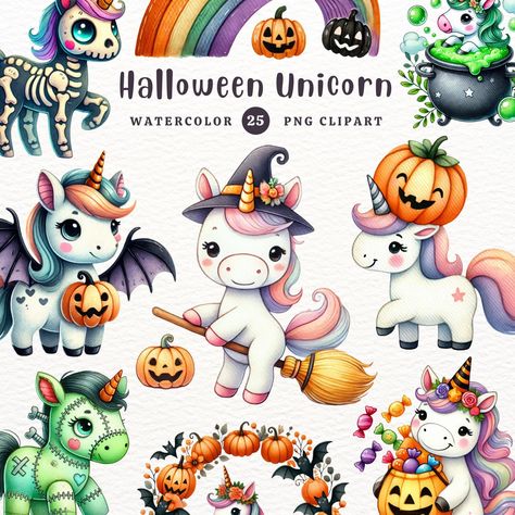 Halloween Bricolage, Halloween Unicorn, Bricolage Halloween, Unicorn Png, Halloween Watercolor, Unicorn Clipart, Unicorns Png, Unicorns Clipart, Unicorn Halloween